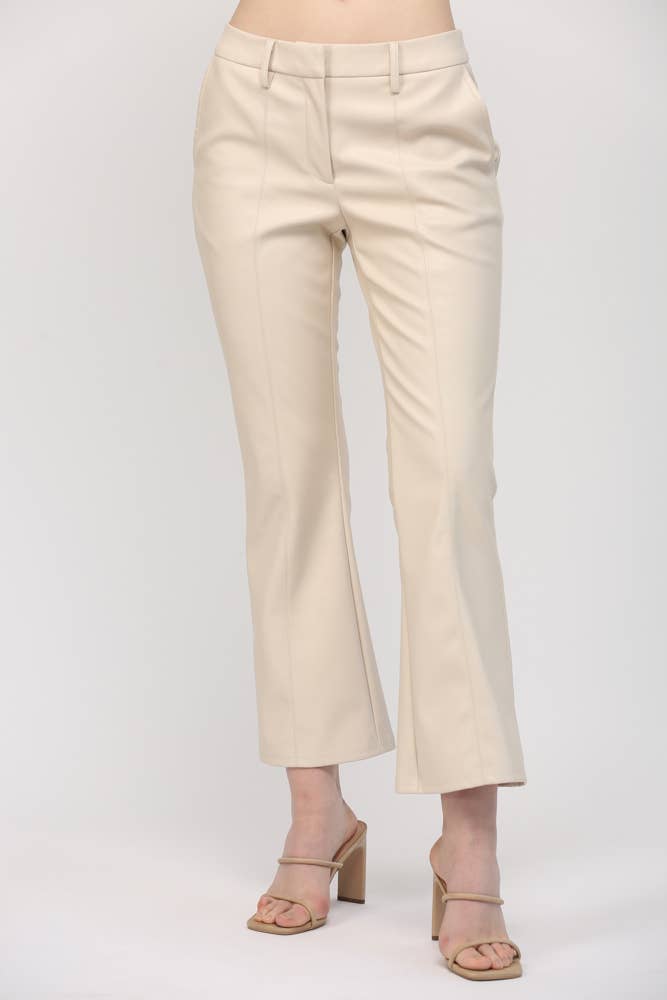 *FAUX LEATHER FLARE PANTS FP65004