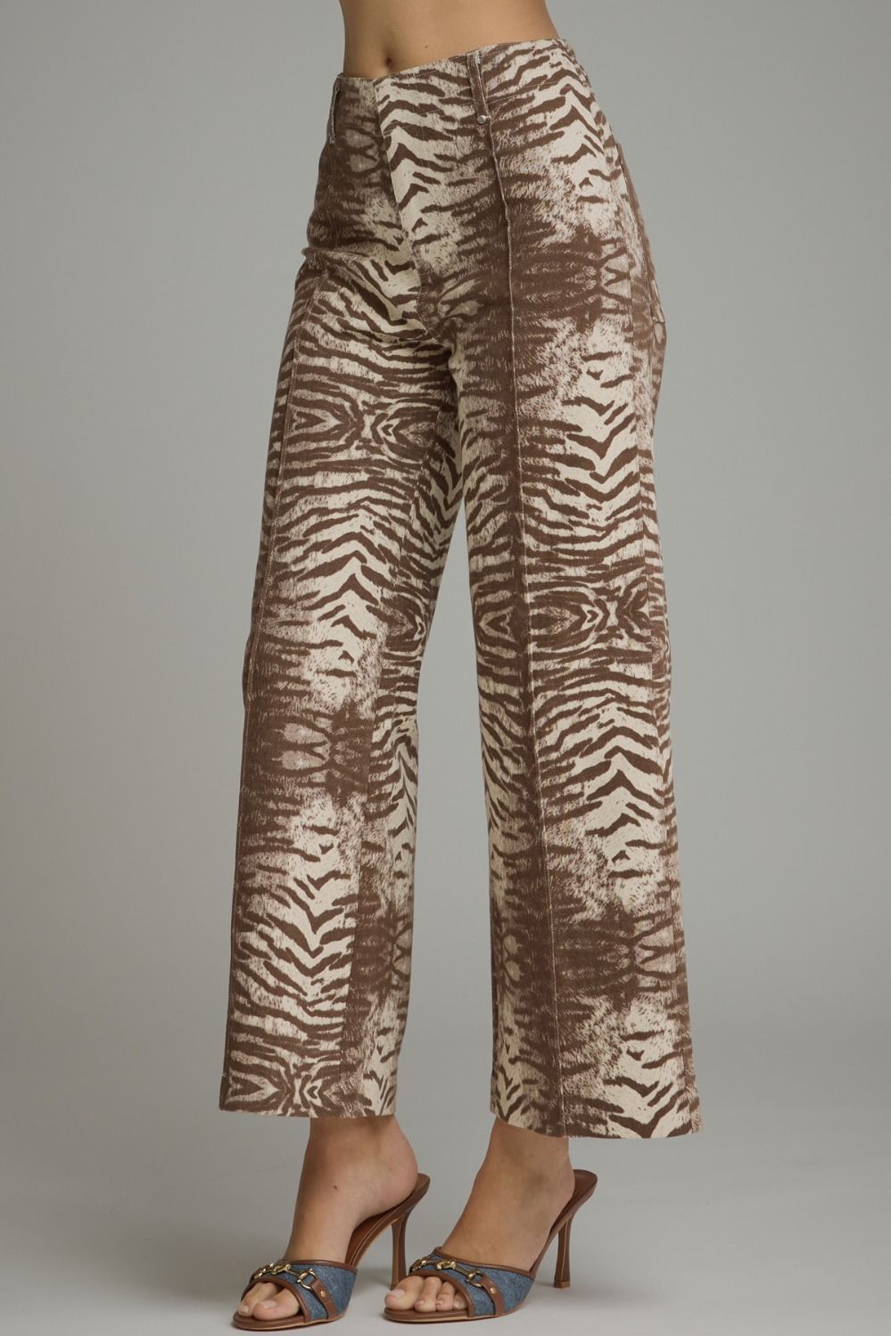 Animal print wide leg pants