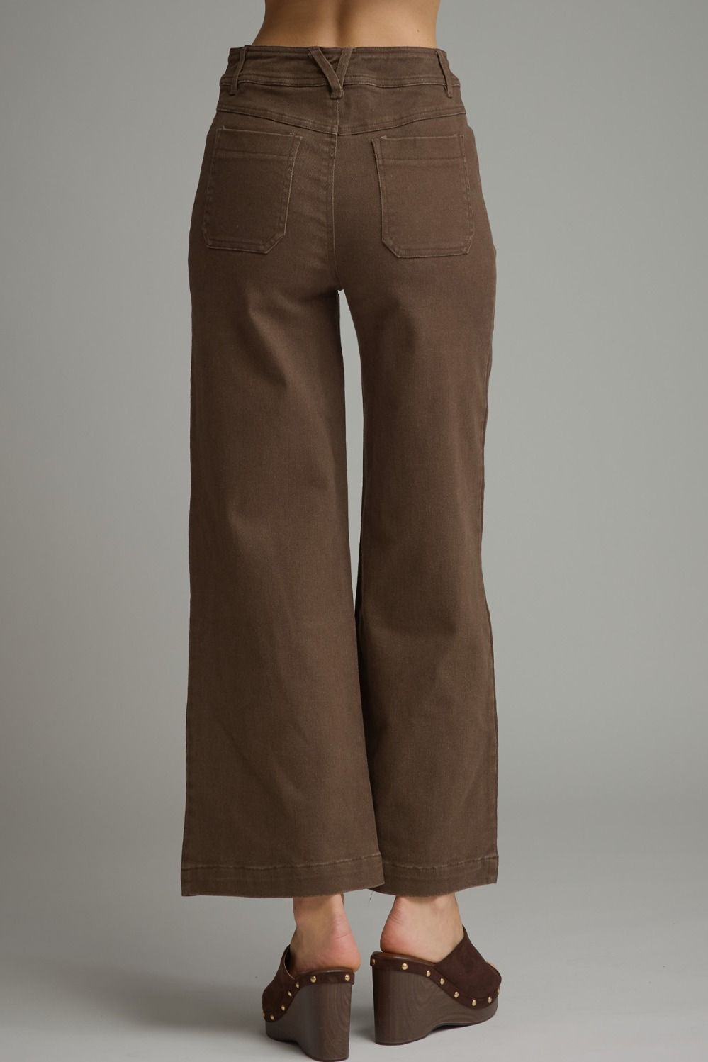 Solid wide leg pants - Brown