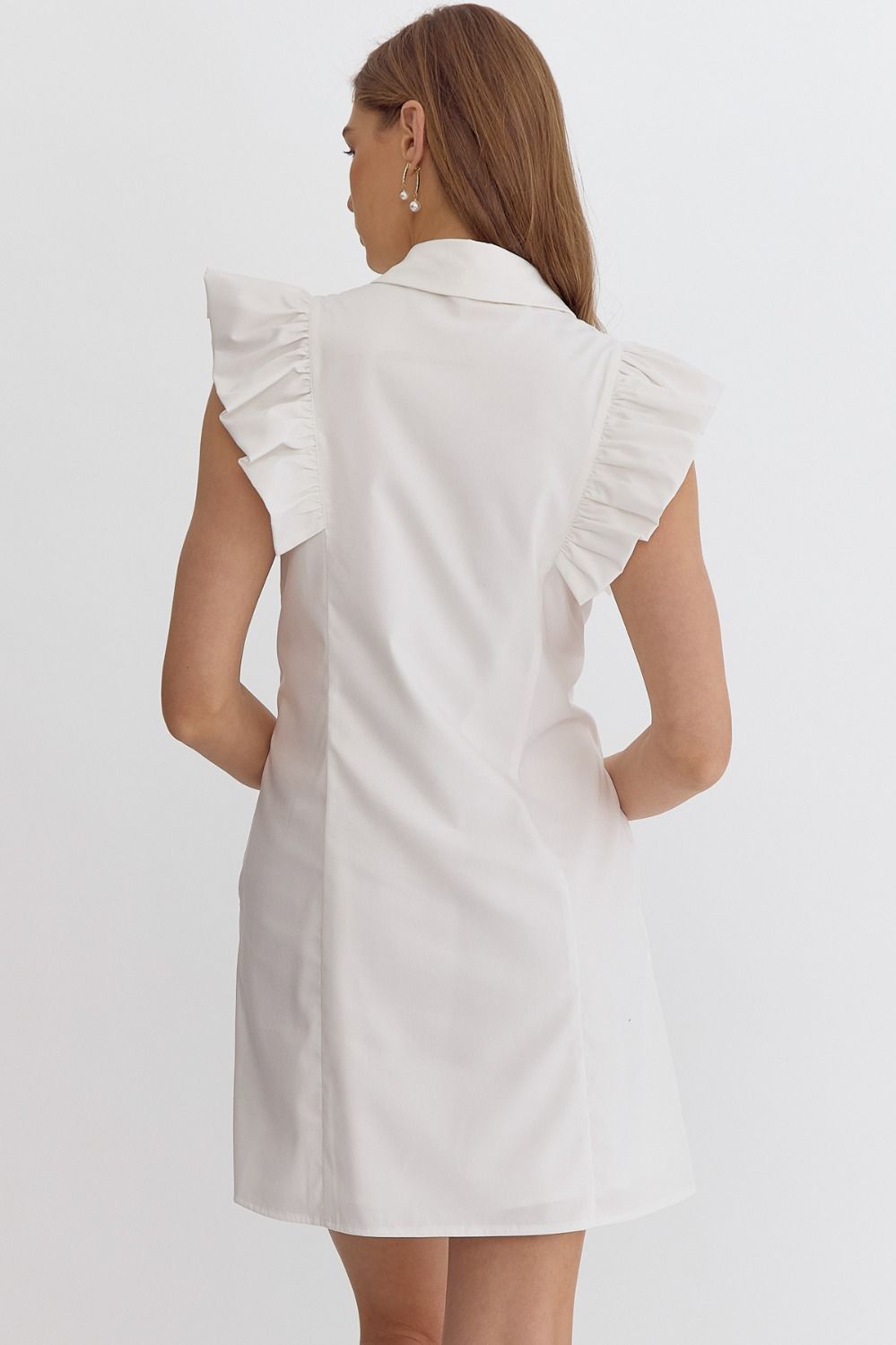 *White Collard Button-up Mini Dress