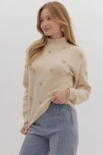 *Long Sleeve Turtle Neck Sweater - Cream