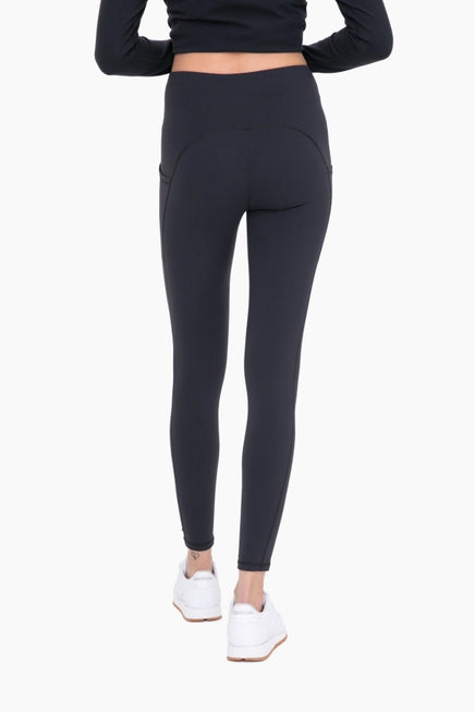 *Bronze - No Front Seam Lycra-Blend Swoop Leggings - BLACK