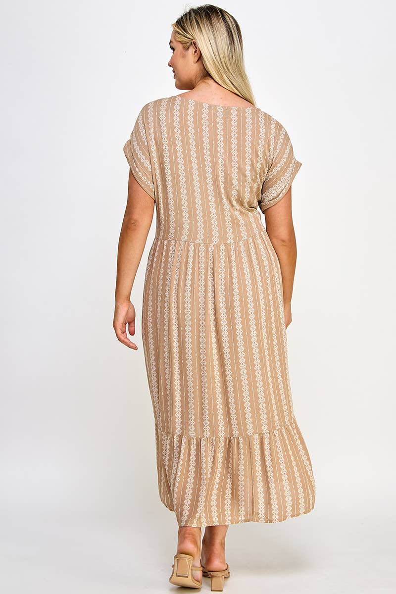 *Plus Size Boho Maxi Dress With Slip