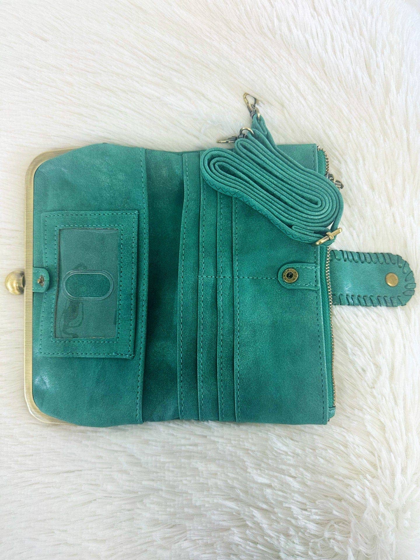 *BP207 Grace Crossbody Clutch Wallet - Pearl Emerald