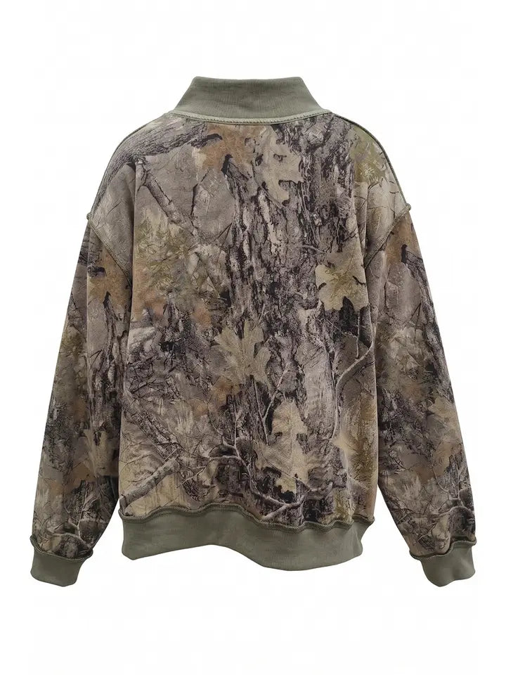 Mock Neck Camo Sweatshirt