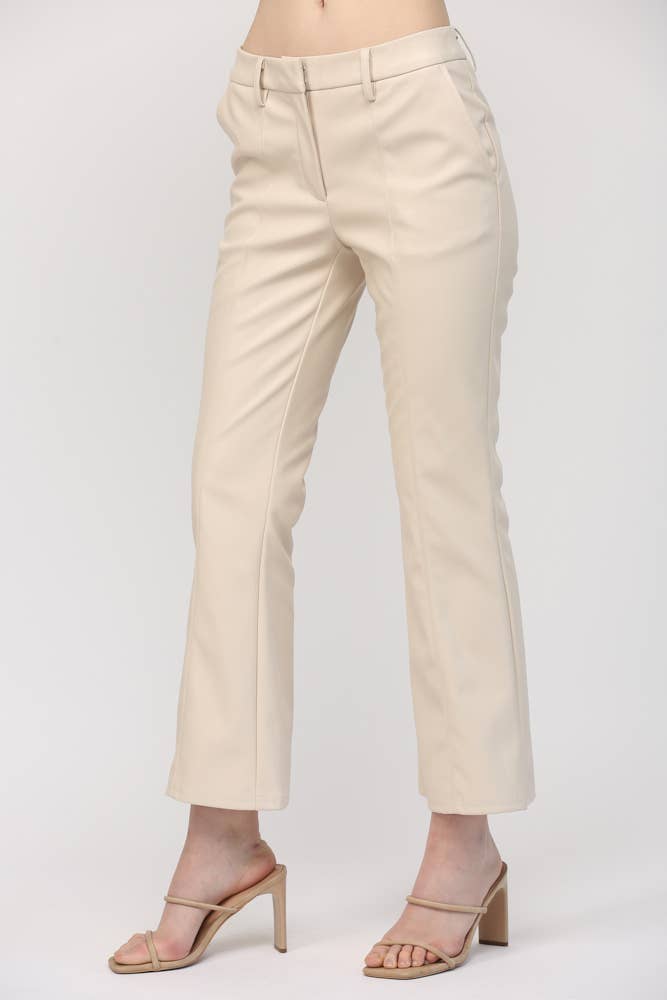*FAUX LEATHER FLARE PANTS FP65004