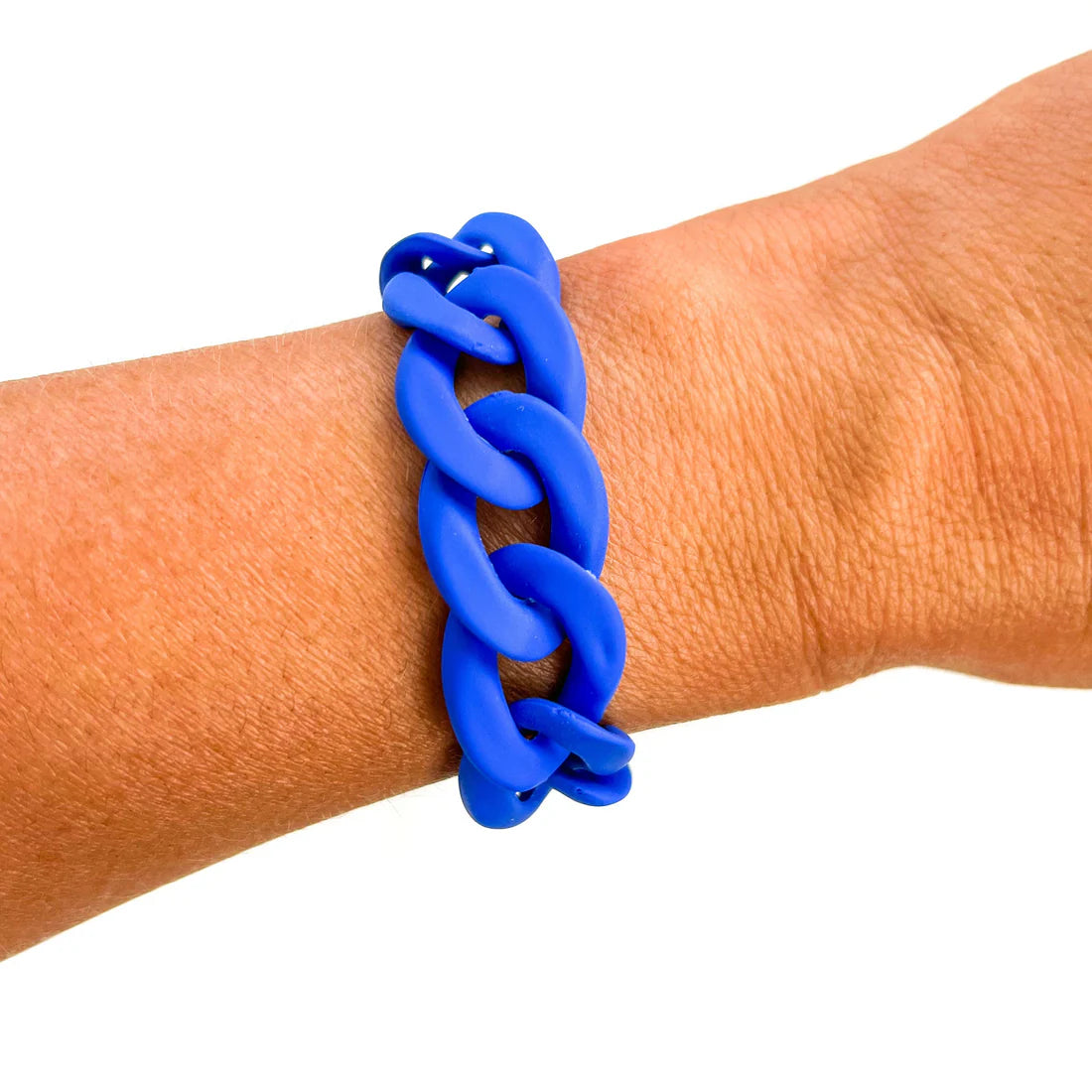 *CHUNKY ACRYLIC CHAIN LINK BRACELET - BLUE
