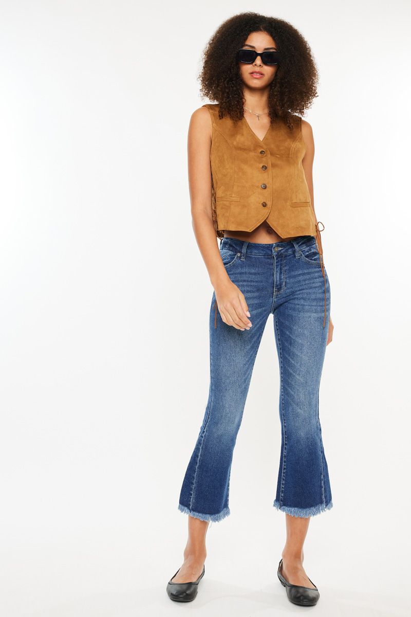 *KANCAN MID RISE CROP FLARE JEAN