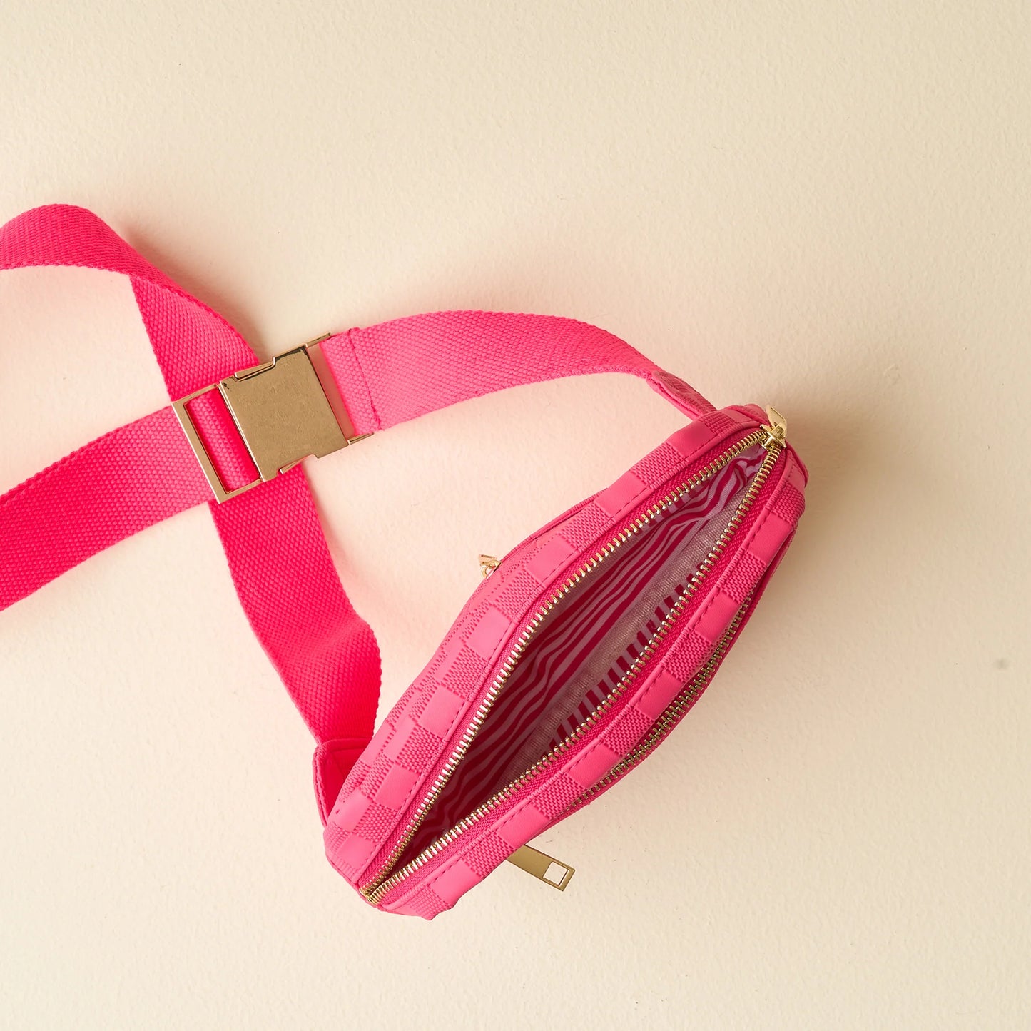 *Urban Check Belt Bag - Hot Pink