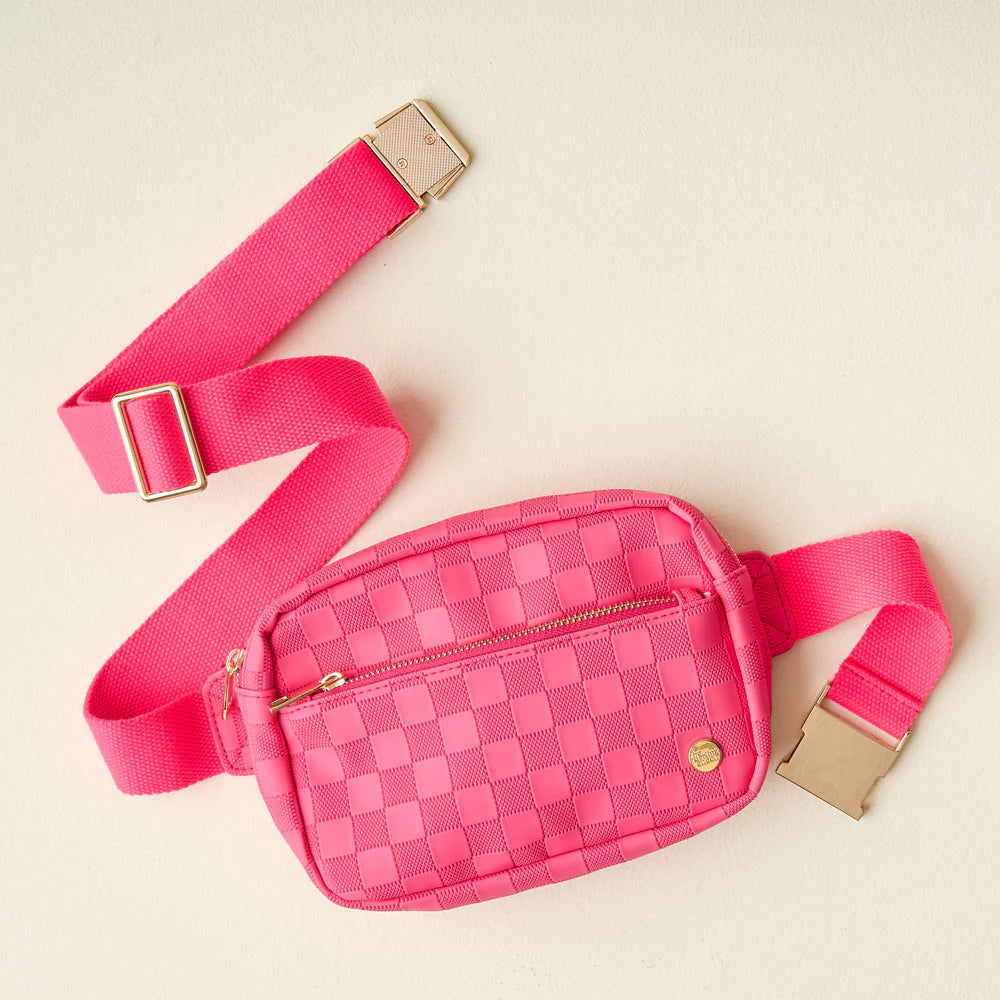 *Urban Check Belt Bag - Hot Pink