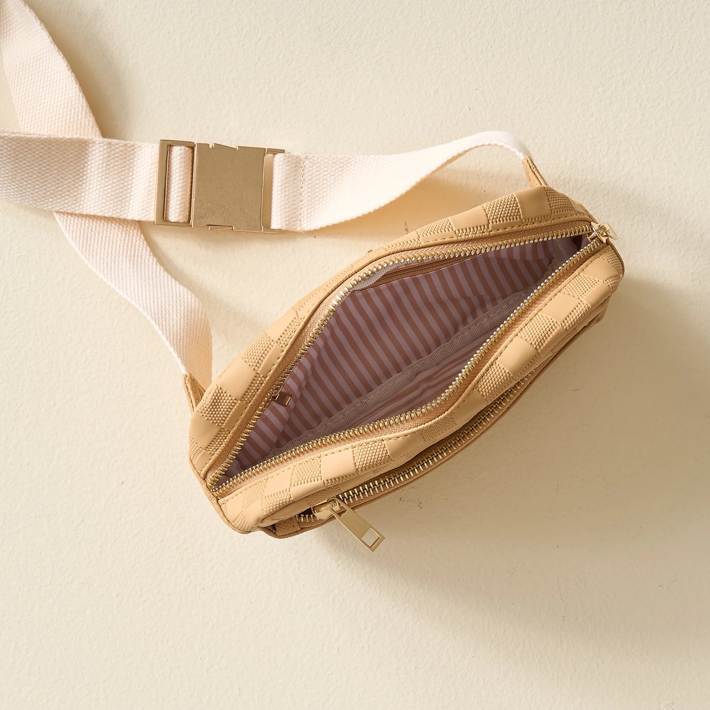 *Urban Check Belt Bag - Tan