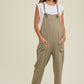 LINEN OVERALL WITH POCKETS - OLIVE