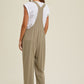 LINEN OVERALL WITH POCKETS - OLIVE