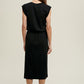 MUSCLE KNIT MIDI DRESS WITH DRAWSTRING - BLACK