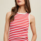 MULTI-STRIPED SWEATER TANK - WHITE/RED