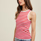 MULTI-STRIPED SWEATER TANK - WHITE/RED