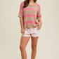 BOXY COLORBLOCK STRIPED SWEATER- MOCHA/PINK