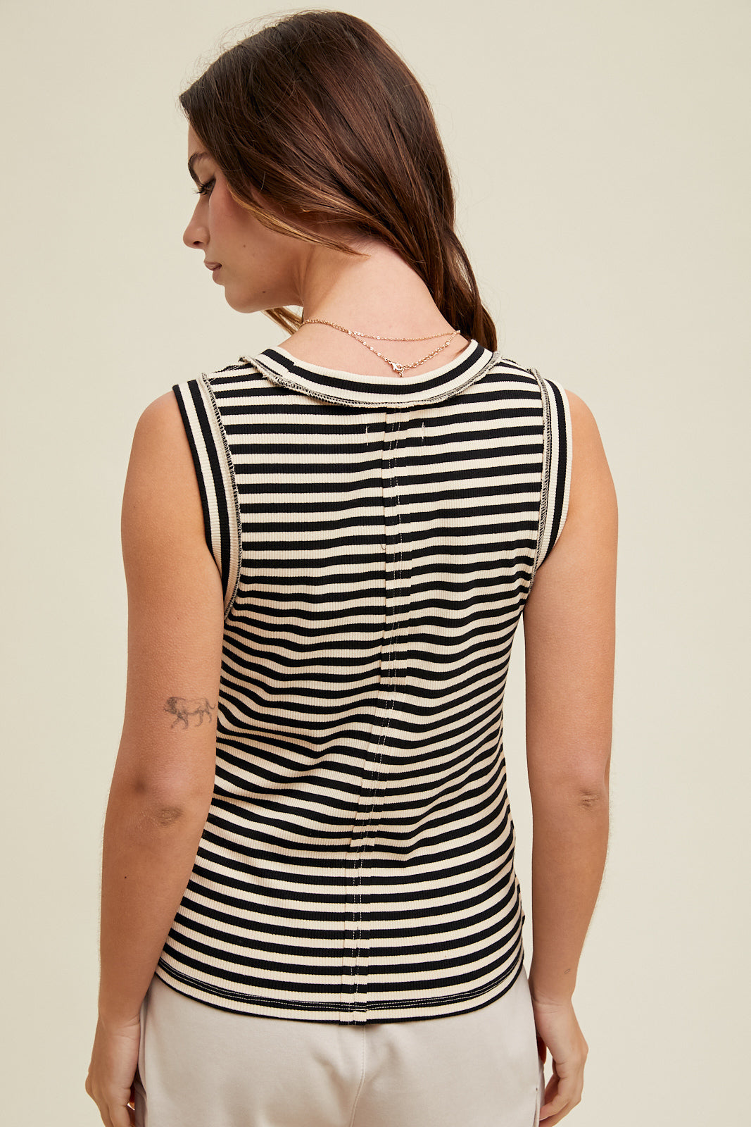 STRIPED RIBBED KNIT TANK