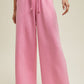 SCUBA DRAWSTRING WIDE LEG PANTS - HIBISCUS