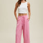 SCUBA DRAWSTRING WIDE LEG PANTS - HIBISCUS