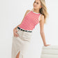 MULTI-STRIPED SWEATER TANK - WHITE/RED