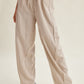 STRIPED SEAM DETAIL WIDE LEG DRAWSTRING PANTS