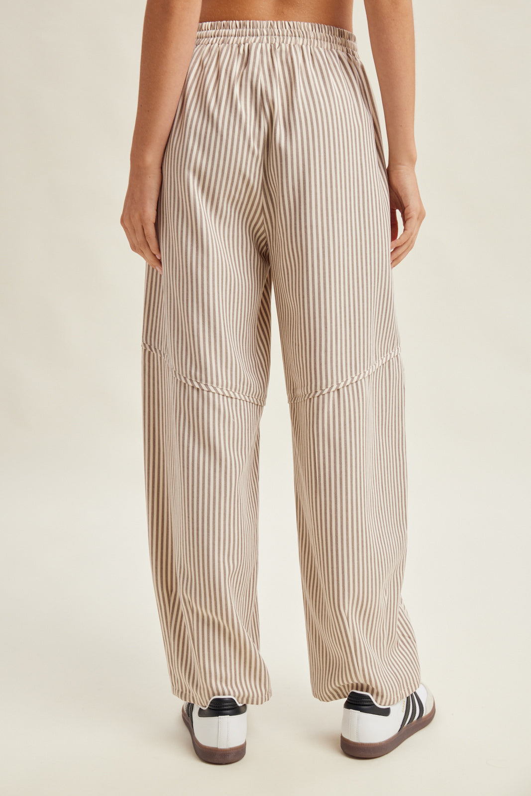 STRIPED SEAM DETAIL WIDE LEG DRAWSTRING PANTS