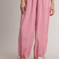 GINGHAM DRAWSTRING WIDE LEG JOGGER PANTS