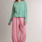 GINGHAM DRAWSTRING WIDE LEG JOGGER PANTS