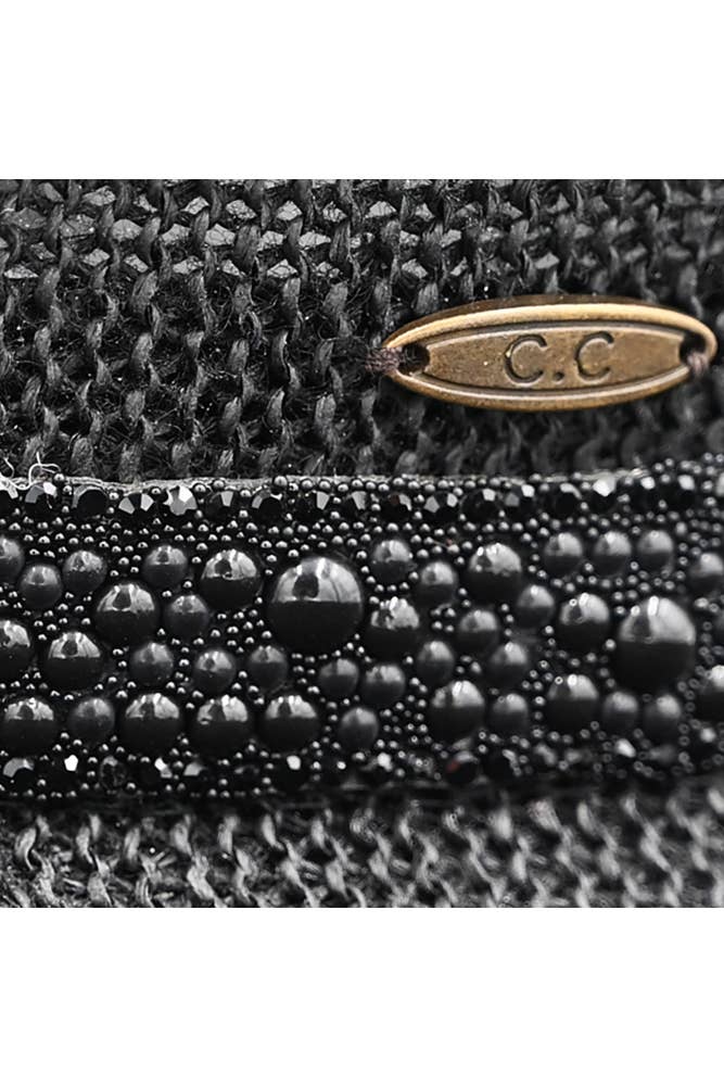 C.C Black Pearl Rhinestone Trim Cowboy Hat
