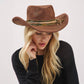 Distressed Fabric Band Cowgirl Fedora Hat