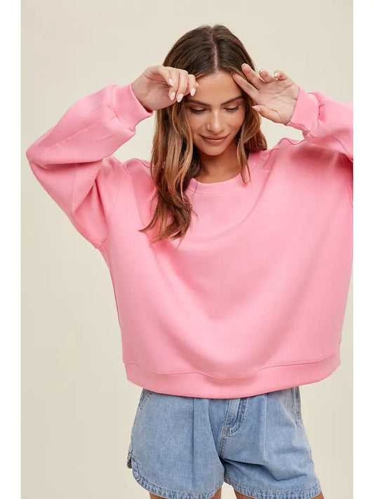 SCUBA RELAXED CROP SWEATSHIRT - HIBISCUS