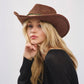 Distressed Fabric Band Cowgirl Fedora Hat