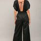 SMOCKED DETAIL OPEN TIE BACK JUMPSUIT