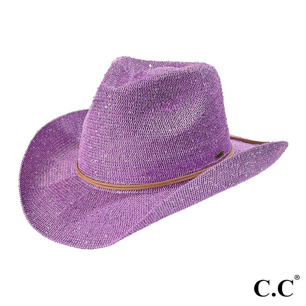 C.C Brand Sequin detailing Cowboy hat with suede trim