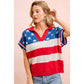 4TH OF JULY STAR STRIPED SLEEVELESS COLLAR KNIT TOP