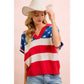 4TH OF JULY STAR STRIPED SLEEVELESS COLLAR KNIT TOP
