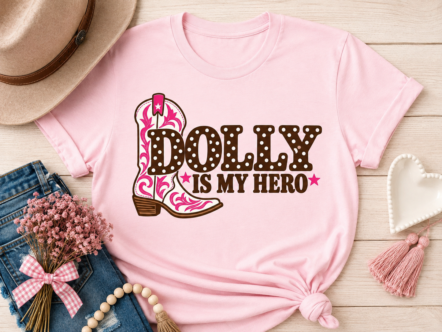 Dolly is my Hero Cowboy Boot - T'Shirt