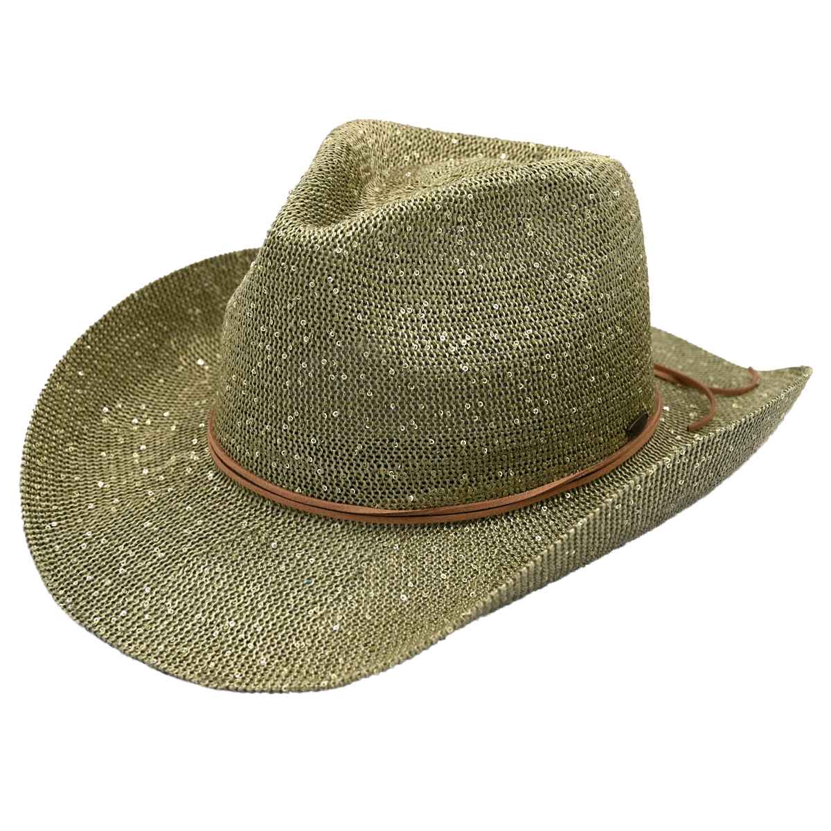 C.C Brand Sequin detailing Cowboy hat with suede trim