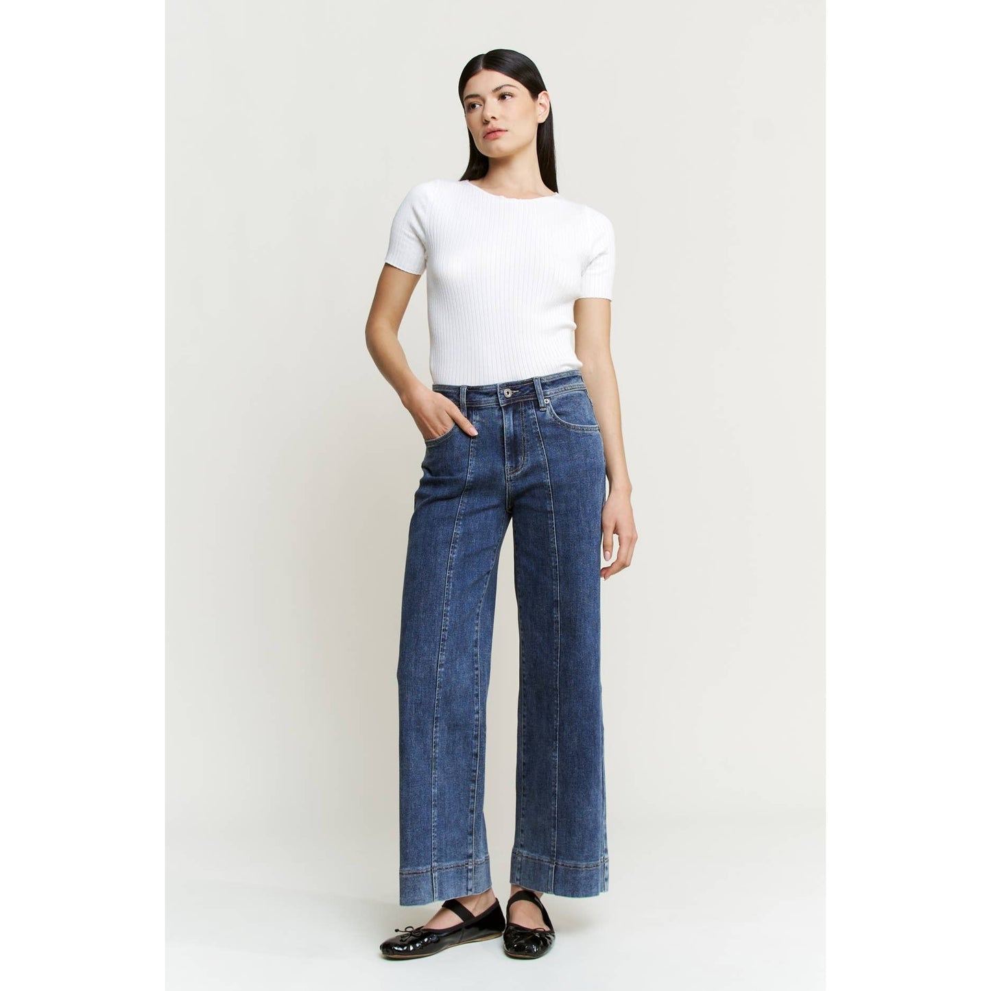 HIGH RISE FRONT SEAM WIDE LEG