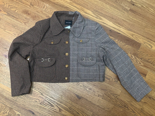 Multi Plaid Horse Bit Crop Jacket