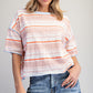 Striped Boxy Tee - Coral Breeze