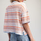 Striped Boxy Tee - Coral Breeze