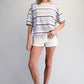 Striped Boxy Tee - Blueberry