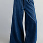 Drawstring Denim Wide Leg Pants