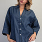 Striped Button Down Back Pleat Blouse