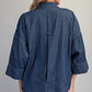 Striped Button Down Back Pleat Blouse