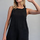 Sleeveless Patch Pocket Romper - Black