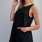 Sleeveless Patch Pocket Romper - Black