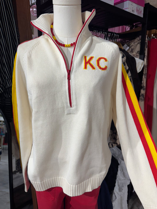 Chiefs 3/4 Zip Sweater - Cream